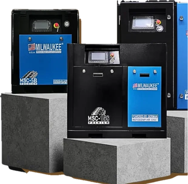 Compresores de tornillo en gabinete Milwaukee línea MSC